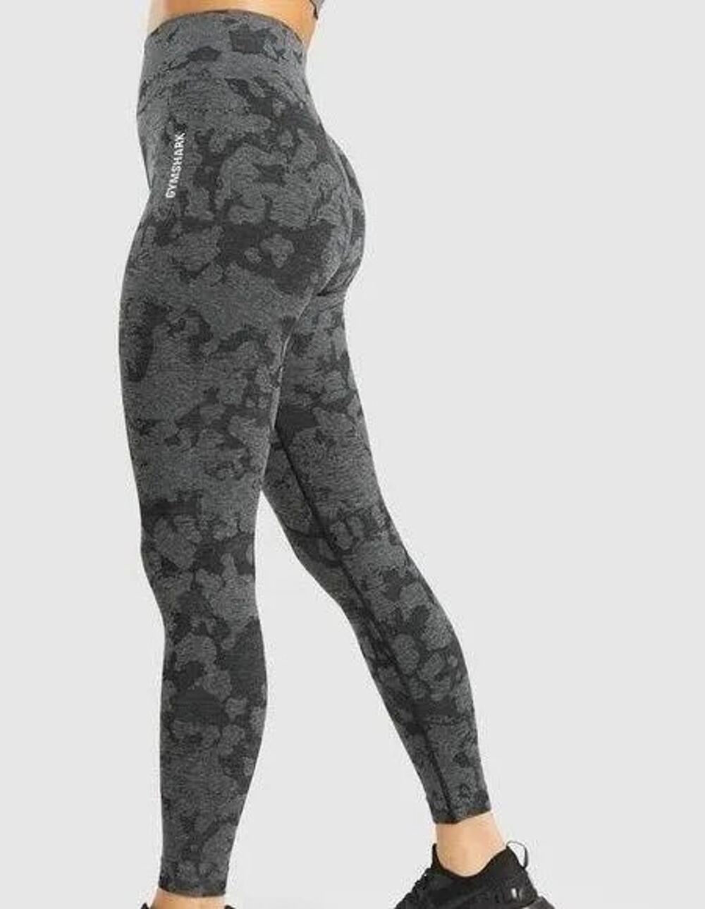 Gymshark Adapt Camo Seamless Leggings Womens XL Black Gray High Waist Workout